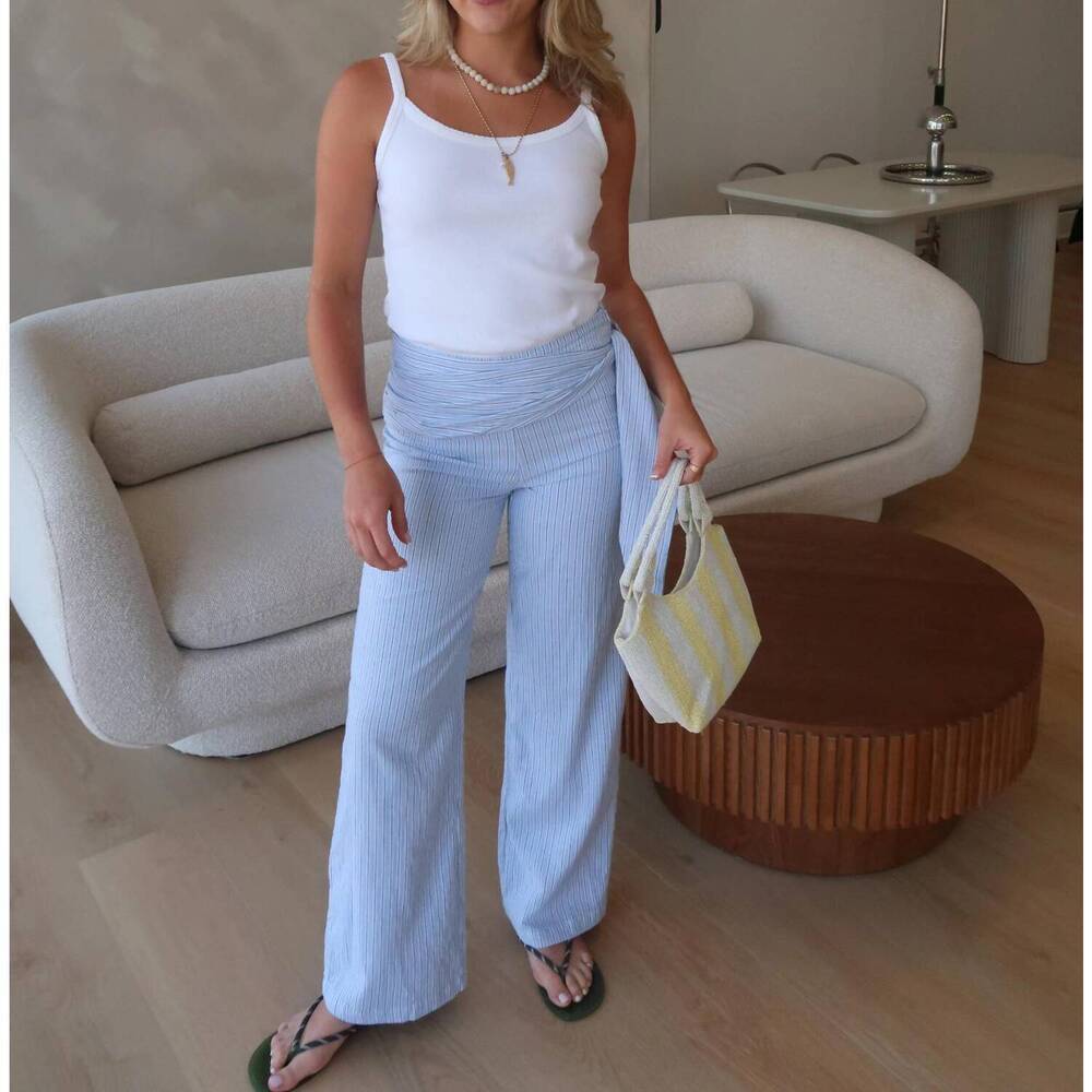NEW PRETTY GARBAGE daytrip wrap pants in blue - Picture 6 of 7
